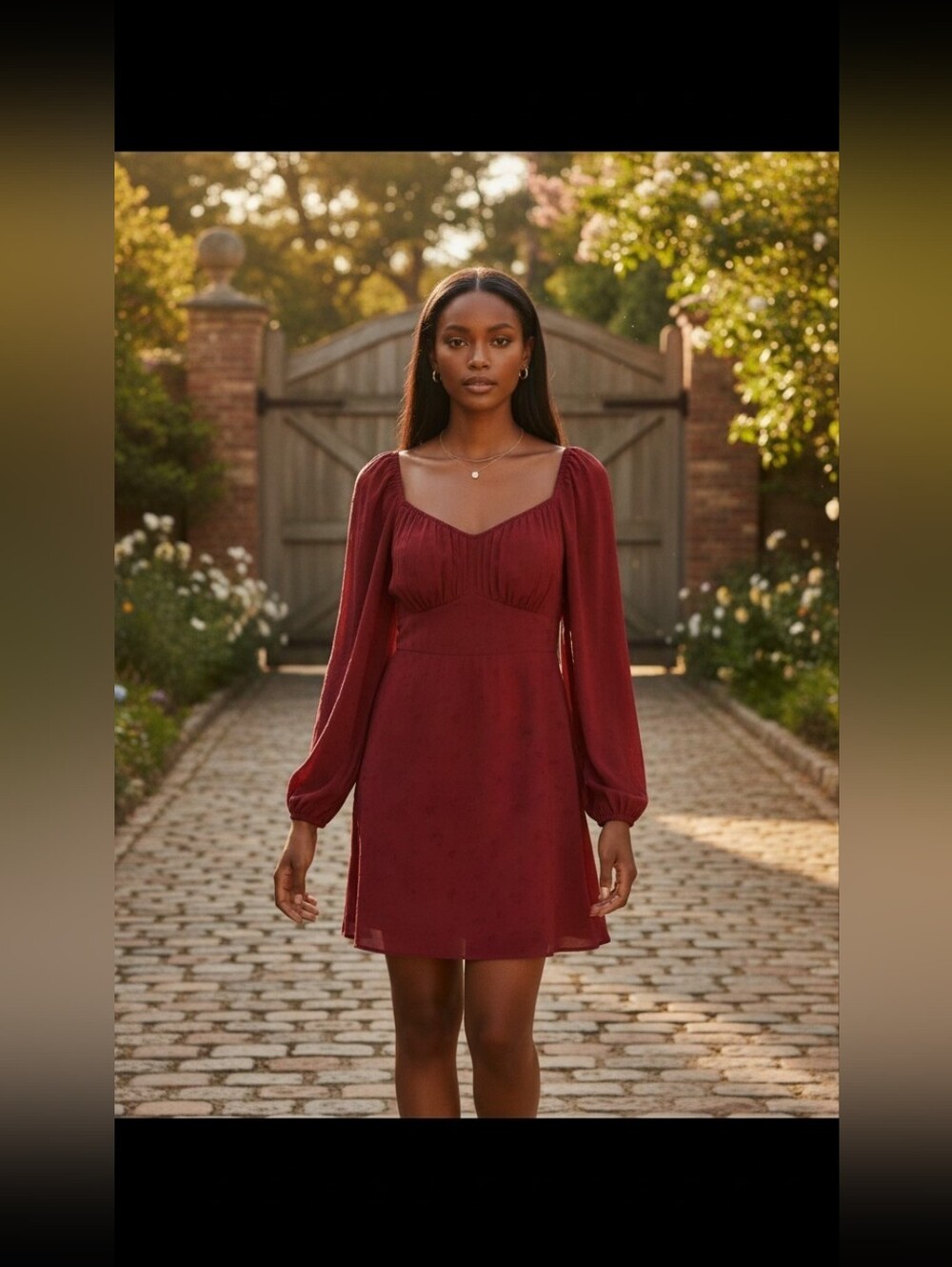 "Hollister Red Smocked Babydoll Mini Dress Long Sleeve XXL"